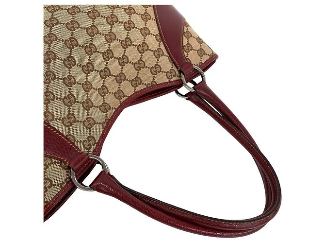 Gucci Tote Bag aus Leder und Canvas mit GG-Logo-Muster Braun - Ansicht 4