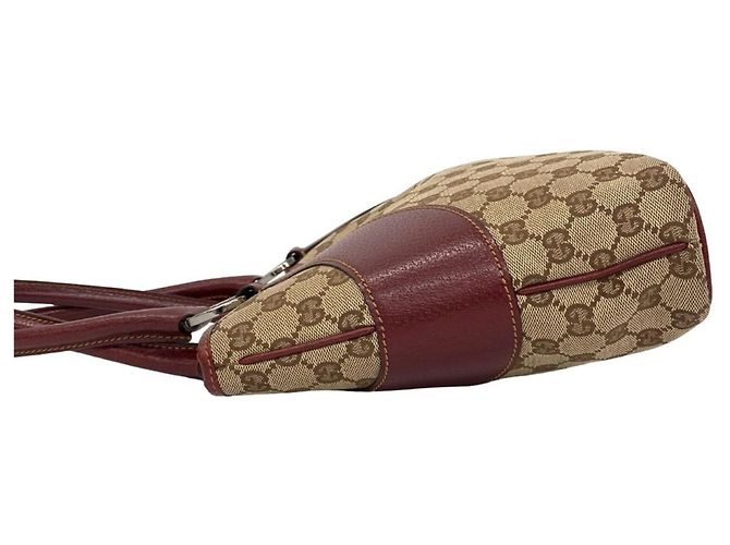 Gucci Tote Bag aus Leder und Canvas mit GG-Logo-Muster Braun - Ansicht 5
