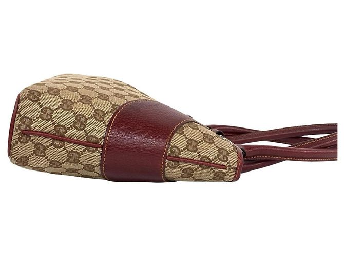 Gucci Tote Bag aus Leder und Canvas mit GG-Logo-Muster Braun - Ansicht 6