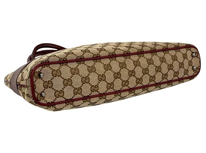 Gucci Tote Bag aus Leder und Canvas mit GG-Logo-Muster Braun - Ansicht 7