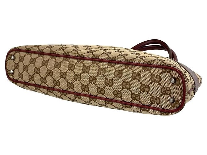 Gucci Tote Bag aus Leder und Canvas mit GG-Logo-Muster Braun - Ansicht 8
