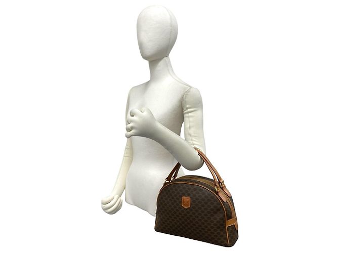 Céline Celine Vintage Macadam Blazon Pattern Triomphe Handbag Brown - view 2