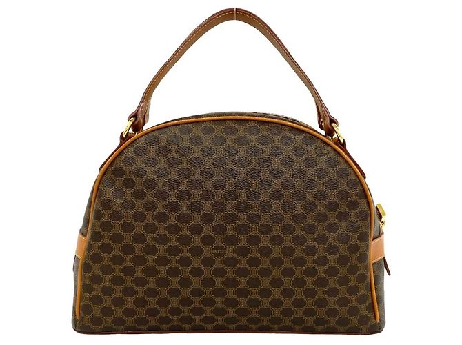 Céline Celine Vintage Macadam Blazon Pattern Triomphe Handbag Brown - view 3