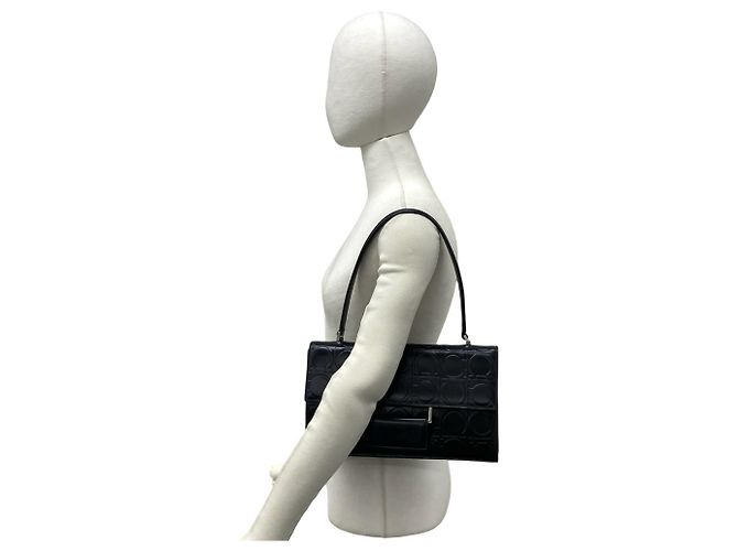 Borsa a spalla media in pelle embossed Gancini Salvatore Ferragamo Nero - vista 2