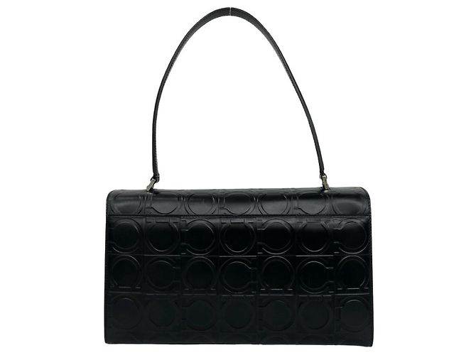 Borsa a spalla media in pelle embossed Gancini Salvatore Ferragamo Nero - vista 3