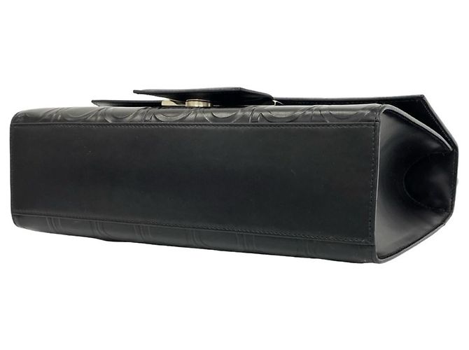 Borsa a spalla media in pelle embossed Gancini Salvatore Ferragamo Nero - vista 8