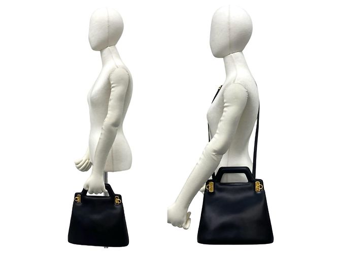 Gancini Borsa a tracolla 2-way in pelle nera Salvatore Ferragamo Nero - vista 2