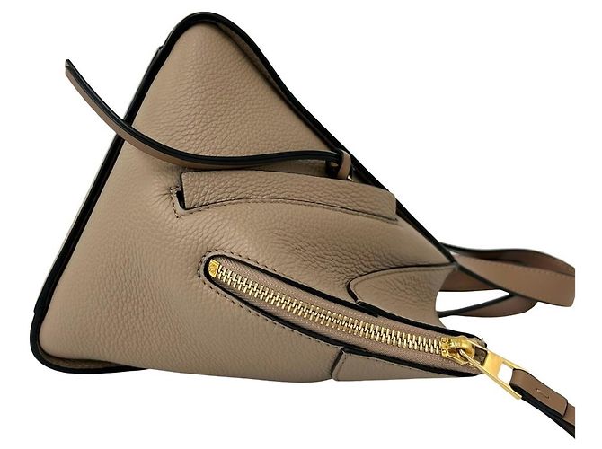 Loewe Hammock Compact Anagram Logo Leder 2-Wege Schultertasche Beige - Ansicht 6