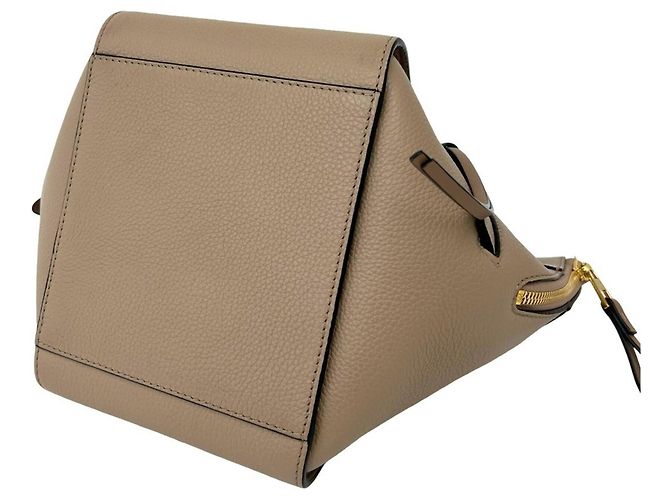 Loewe Hammock Compact Anagram Logo Leder 2-Wege Schultertasche Beige - Ansicht 8