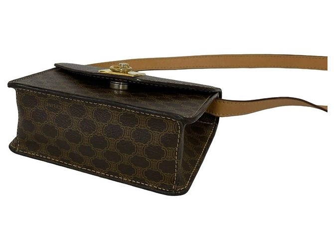 Céline CELINE Mini Schultertasche aus Leder Vintage Macadam Blazon Pattern Braun - Ansicht 8