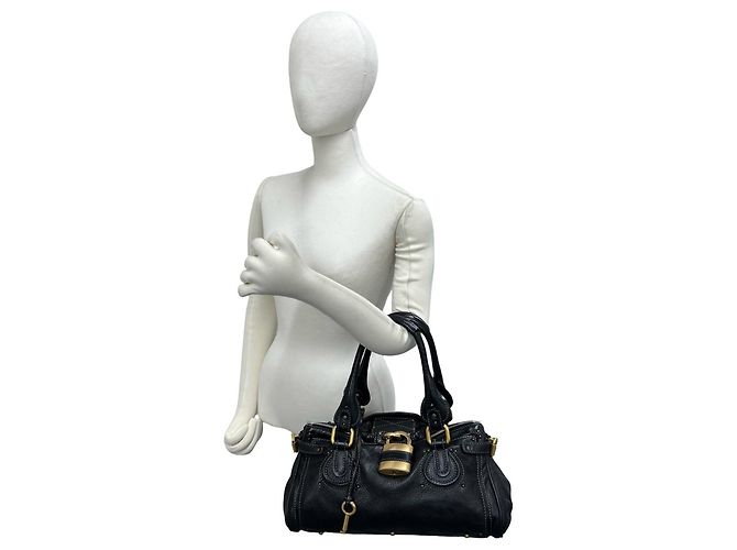 Bolso de mano de piel Chloé Paddington Logo Hardware Negro - vista 2
