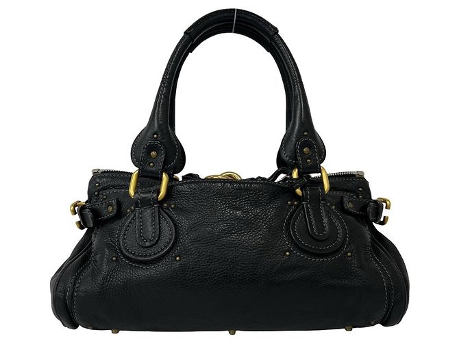 Bolso de mano de piel Chloé Paddington Logo Hardware Negro - vista 3