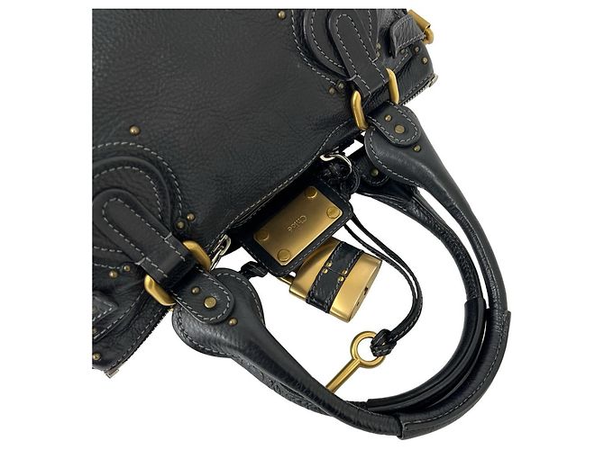 Bolso de mano de piel Chloé Paddington Logo Hardware Negro - vista 4