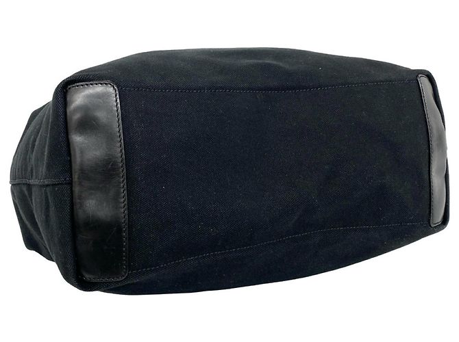Tote Prada Triangle Logo Shopper aus Canvas und Leder Schwarz - Ansicht 7