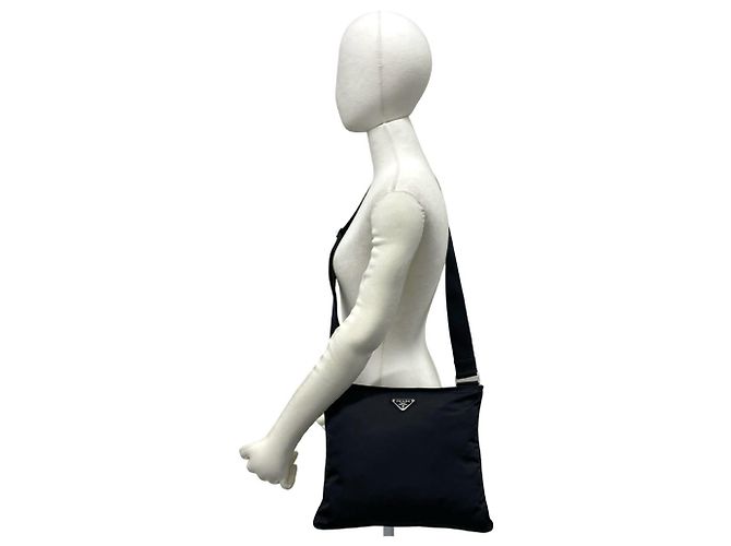 Borsa a spalla in nylon con logo Triangle Prada Nero - vista 2