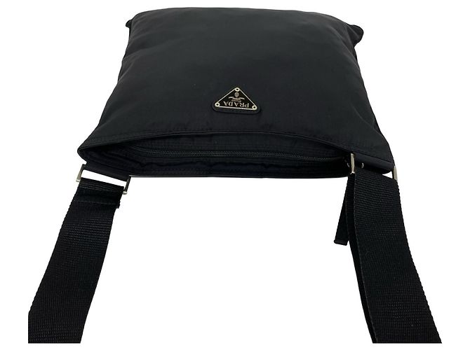 Borsa a spalla in nylon con logo Triangle Prada Nero - vista 4