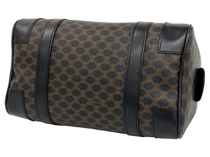 16 Céline Celine Vintage Macadam Mini Boston Bag aus Leder mit Blazon-Logo-Muster Braun Schwarz - Ansicht 8
