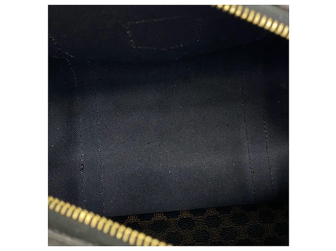 16 Céline Celine Vintage Macadam Mini Boston Bag aus Leder mit Blazon-Logo-Muster Braun Schwarz - Ansicht 9