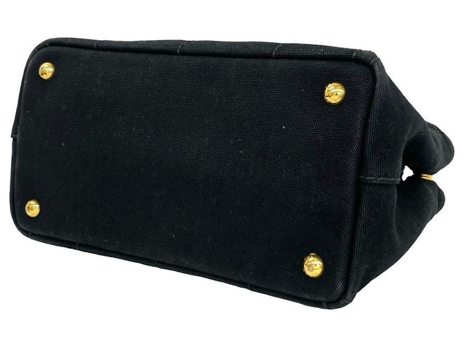 Prada Canapa Triangle Logo Hardware Canvas Tote Black - view 8