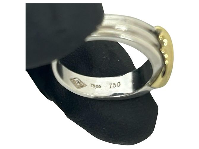 Autre Marque Tiffany Grooved Signature Ring Silber Golden - Ansicht 3
