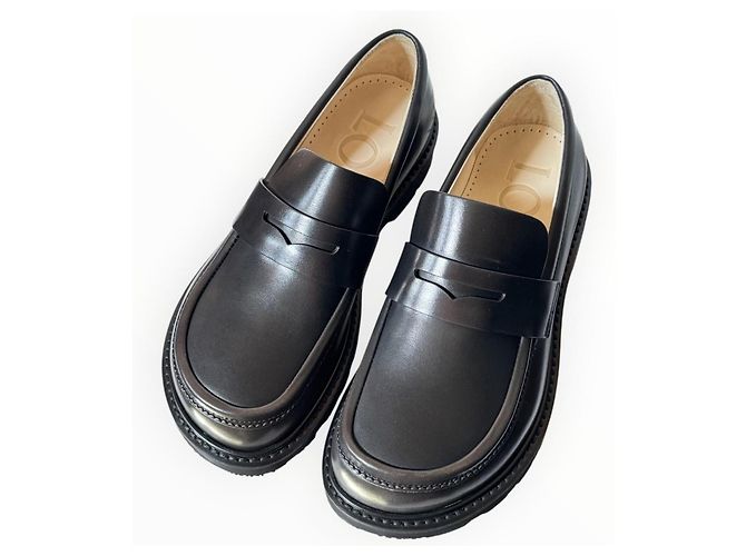 Mocassini Loewe in pelle nera con suola chunky Nero - vista 3