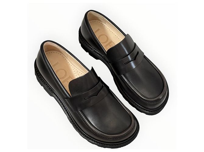 Mocassini Loewe Blaze in pelle - Mink/Black - vista 6