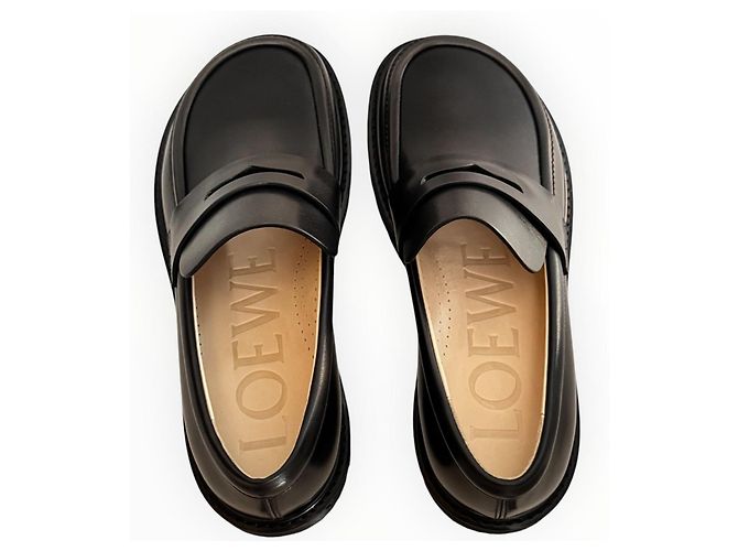 Mocassini Loewe Blaze in pelle - Mink/Black - vista 7