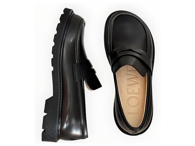 Mocassini Loewe Blaze in pelle - Mink/Black - vista 8