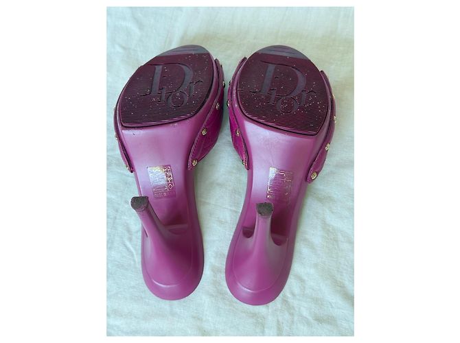 Mules em couro acolchoado rosa Christian Dior - vista 11