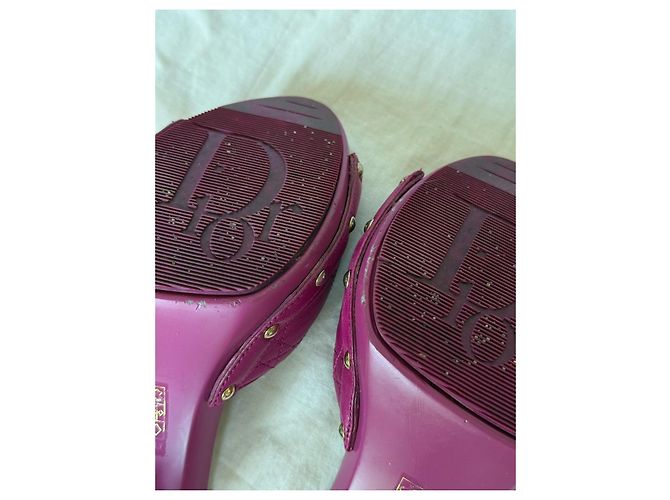 Mules em couro acolchoado rosa Christian Dior - vista 12