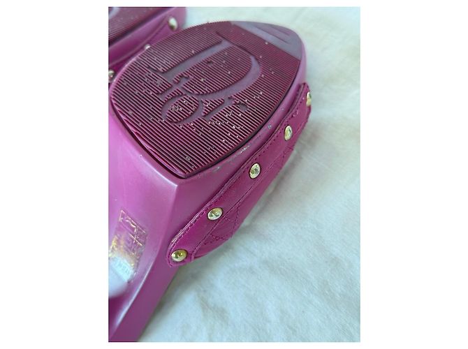 Mules em couro acolchoado rosa Christian Dior - vista 13