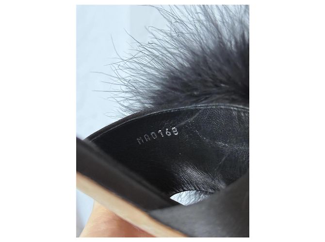 Louis Vuitton Marabou Crystal LV Feathers Marilyn Mule Slip On Sandals Nero - vista 7