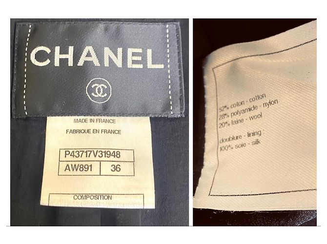 Chanel 12P Silver Metallic Graffiti Double Breasted Jacket Black FR 36 Silvery - view 10