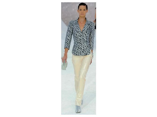 Chanel 12P Silver Metallic Graffiti Double Breasted Jacket Black FR 36 Silvery - view 2