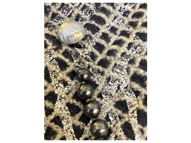 Chanel 12P Silver Metallic Graffiti Double Breasted Jacket Black FR 36 Silvery - view 5