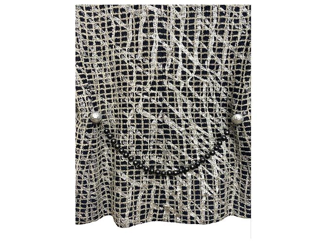 Chanel 12P Silver Metallic Graffiti Double Breasted Jacket Black FR 36 Silvery - view 7