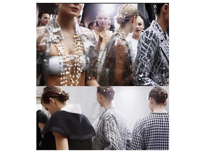 Chanel 12P Silver Metallic Graffiti Double Breasted Jacket Black FR 36 Silvery - view 8