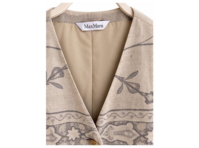 Max Mara Women's Tailored Linen & Wool Vest – Beige Botanical Print – IT 42 Grigio - vista 3