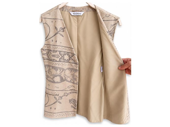 Max Mara Women's Tailored Linen & Wool Vest – Beige Botanical Print – IT 42 Grigio - vista 7