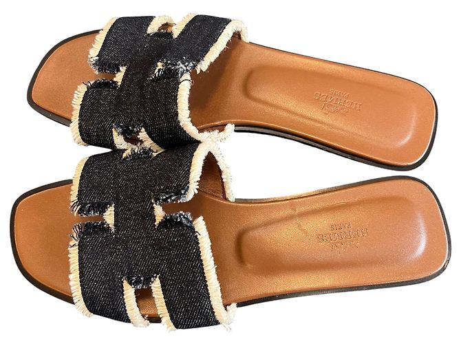 Sandalias Hermès Blue Denim - vista 3