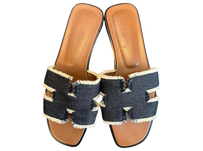Sandalias Hermès Blue Denim - vista 4