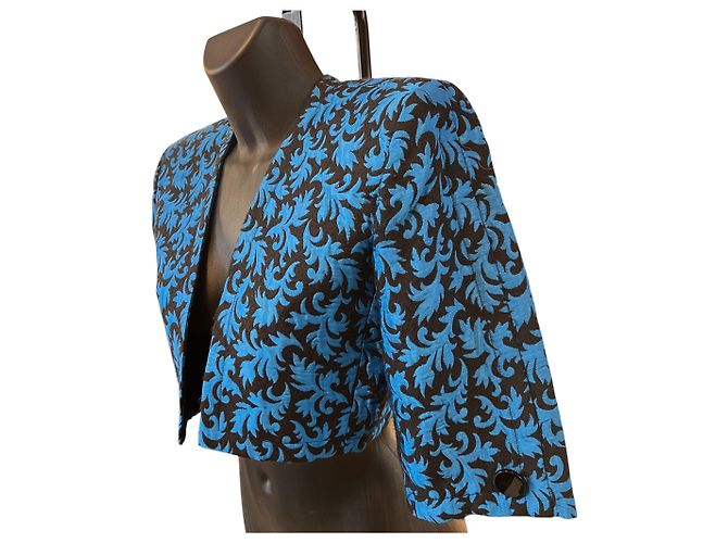 Autre Marque Saint Laurent Short Blue Patterned Jacket - view 2