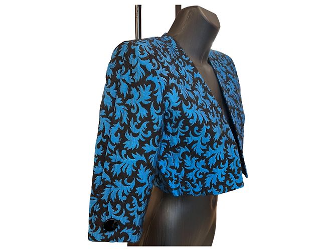 Autre Marque Saint Laurent Short Blue Patterned Jacket - view 3