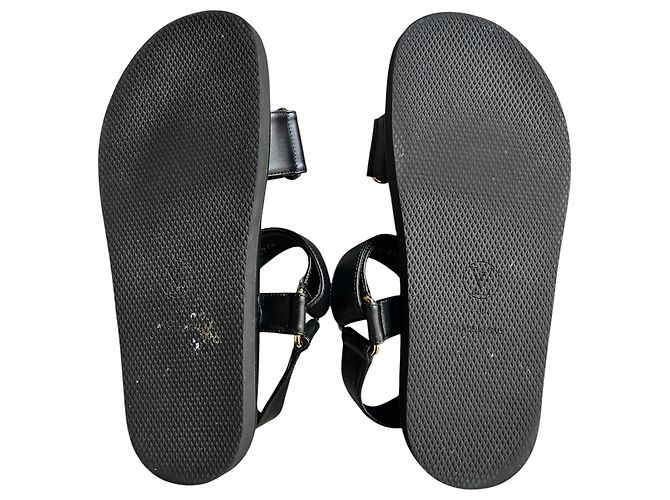Infrasandali Louis Vuitton in pelle nera con logo LV - vista 5