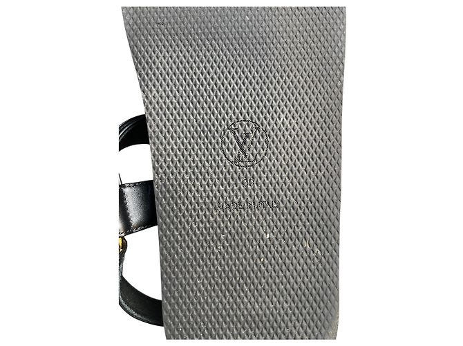 Infrasandali Louis Vuitton in pelle nera con logo LV - vista 6