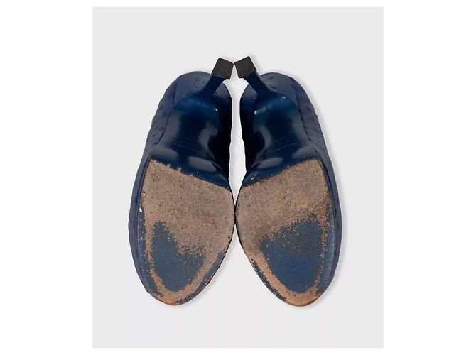 Autre Marque Saint Laurent Décolleté platform con tacco a spillo in pelle blu 37.5 usati - vista 5