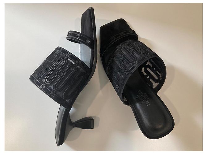 Eleganter Hermès Joia 55 Sandale Schwarz - Ansicht 13