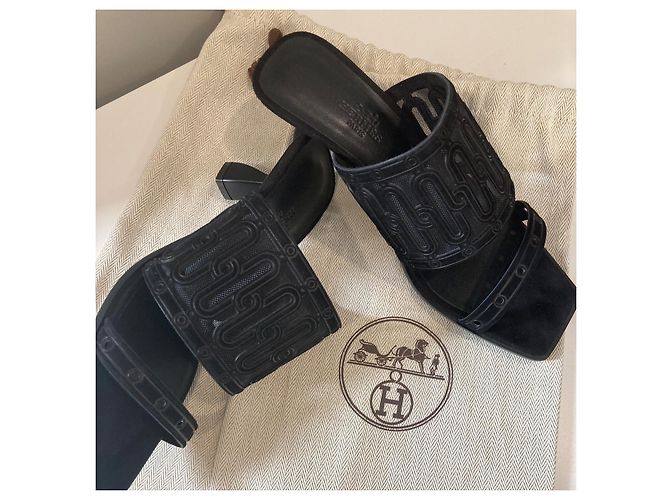 Eleganter Hermès Joia 55 Sandale Schwarz - Ansicht 15