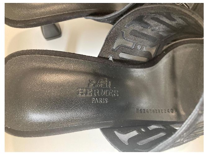 Eleganter Hermès Joia 55 Sandale Schwarz - Ansicht 6
