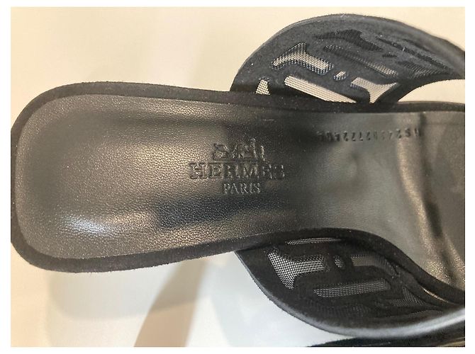 Eleganter Hermès Joia 55 Sandale Schwarz - Ansicht 7